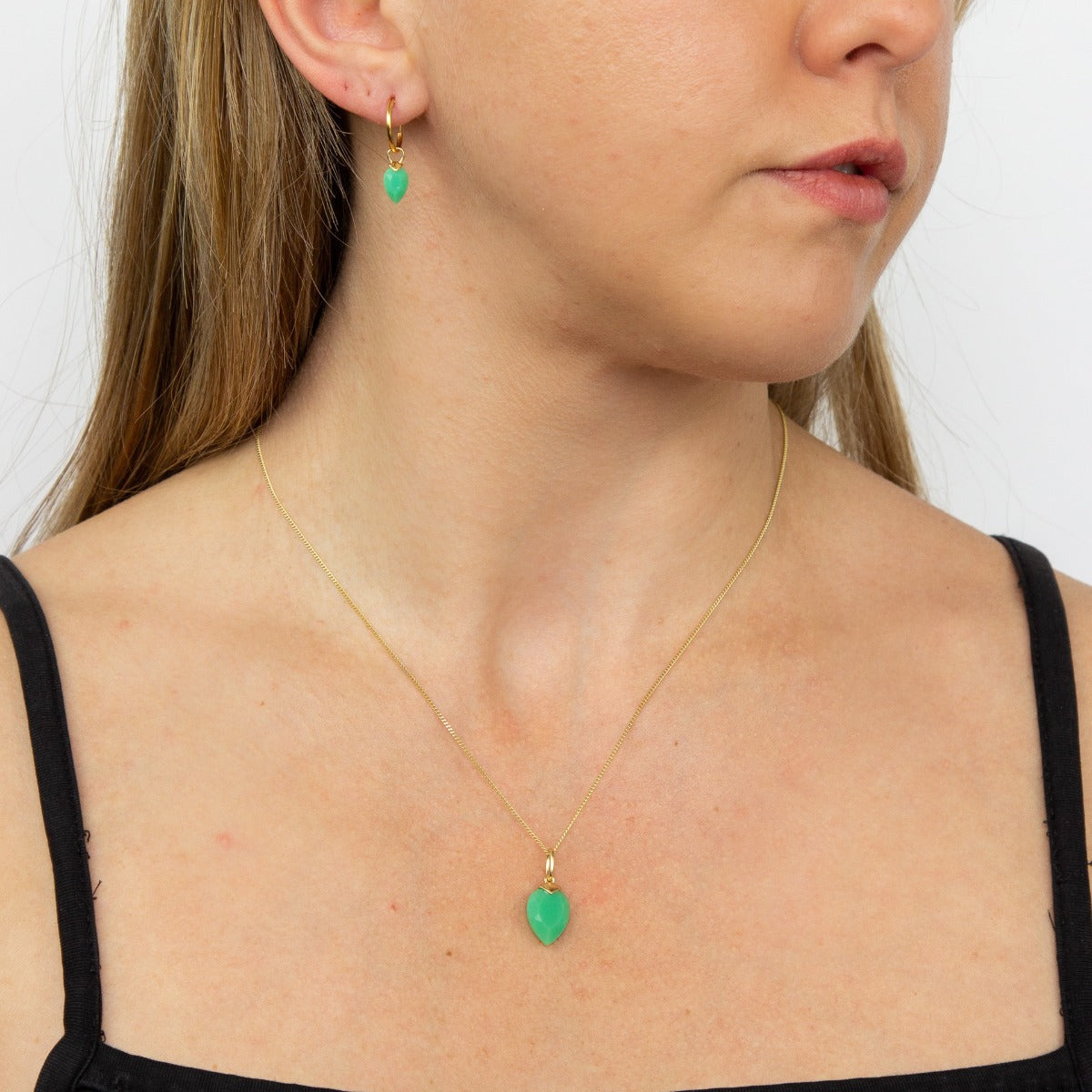 Gecko Jewellery Chalcedony Birthstone Hoop Earring Charms - Gold Plated