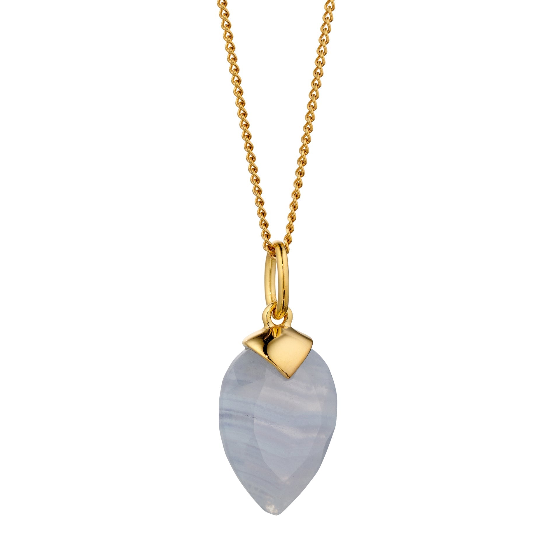 Gecko Jewellery Chalcedony Birthstone Pendant – Gold Plated Silver Charm