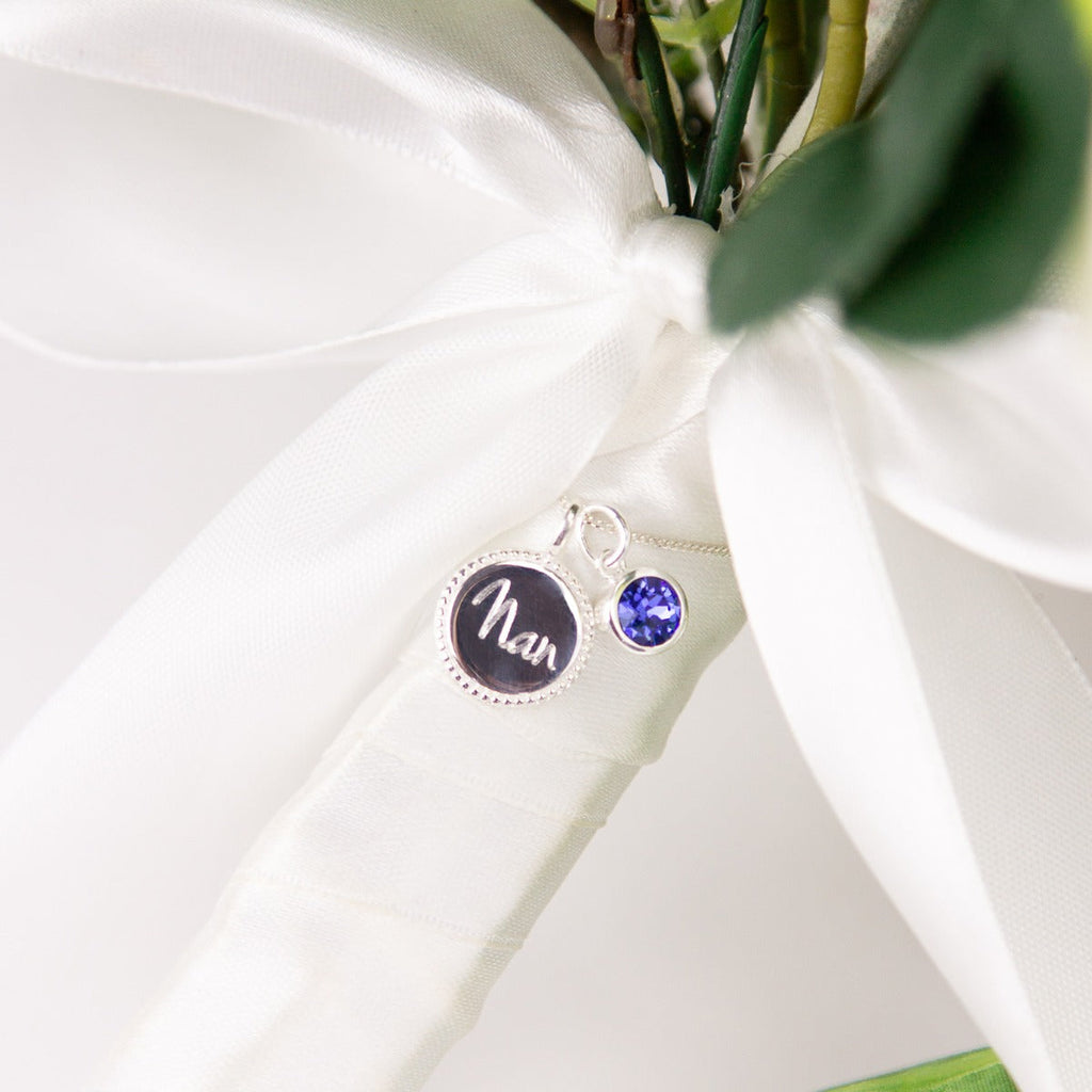 Crystal Birthstone Charm – Sterling Silver Pendant by Gecko Jewellery