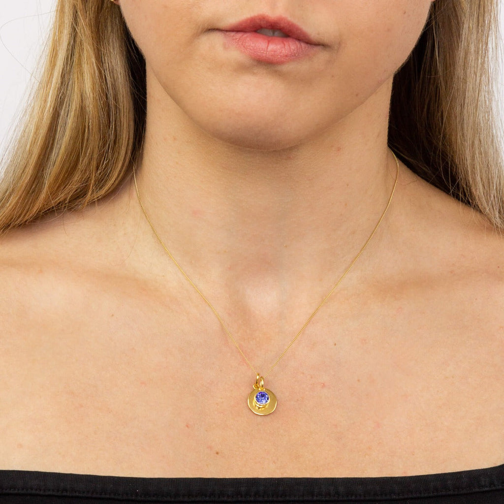 Crystal Birthstone Charm – Sterling Silver Pendant by Gecko Jewellery
