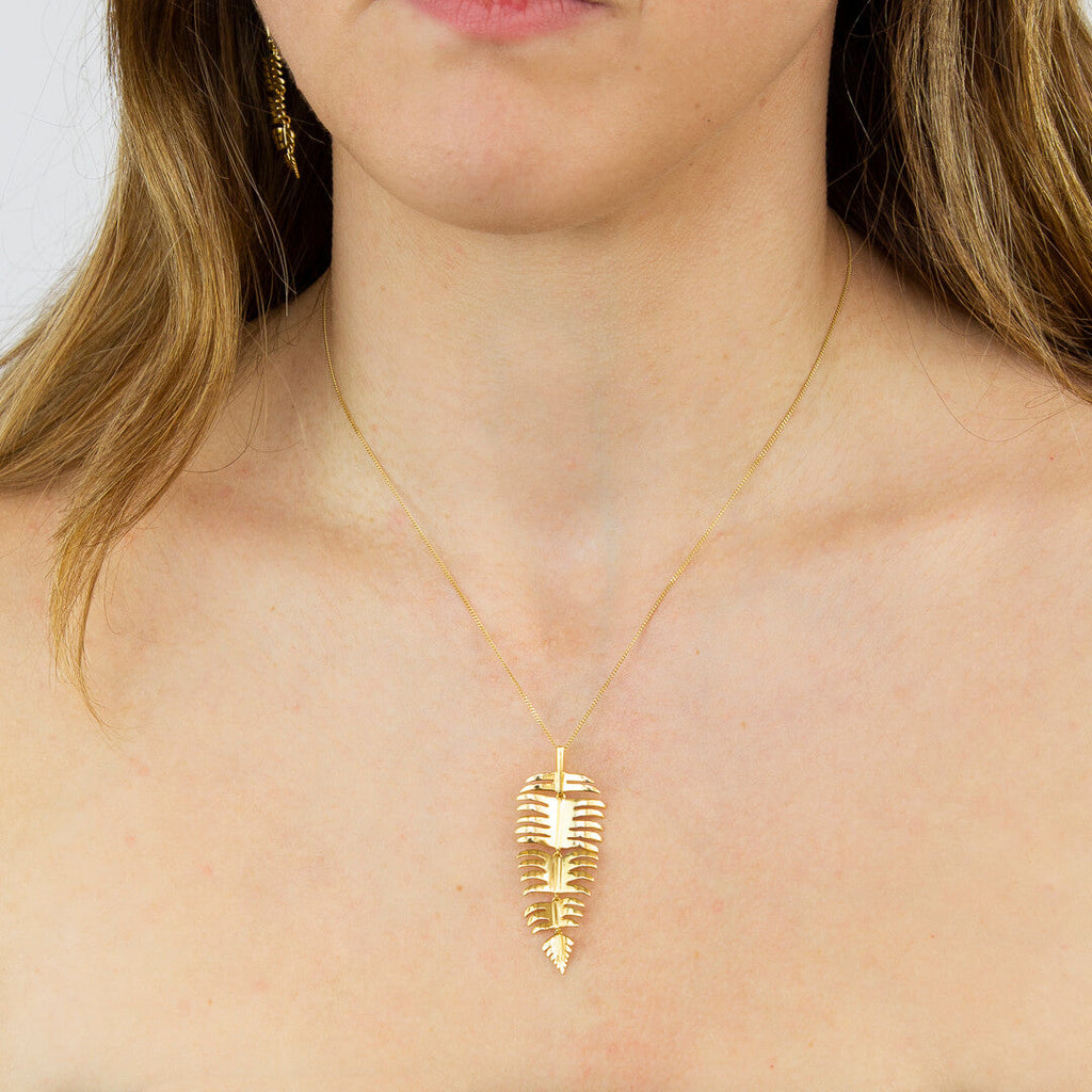Gecko Jewellery Sterling Silver Palm Leaf Pendant - Tropical Style