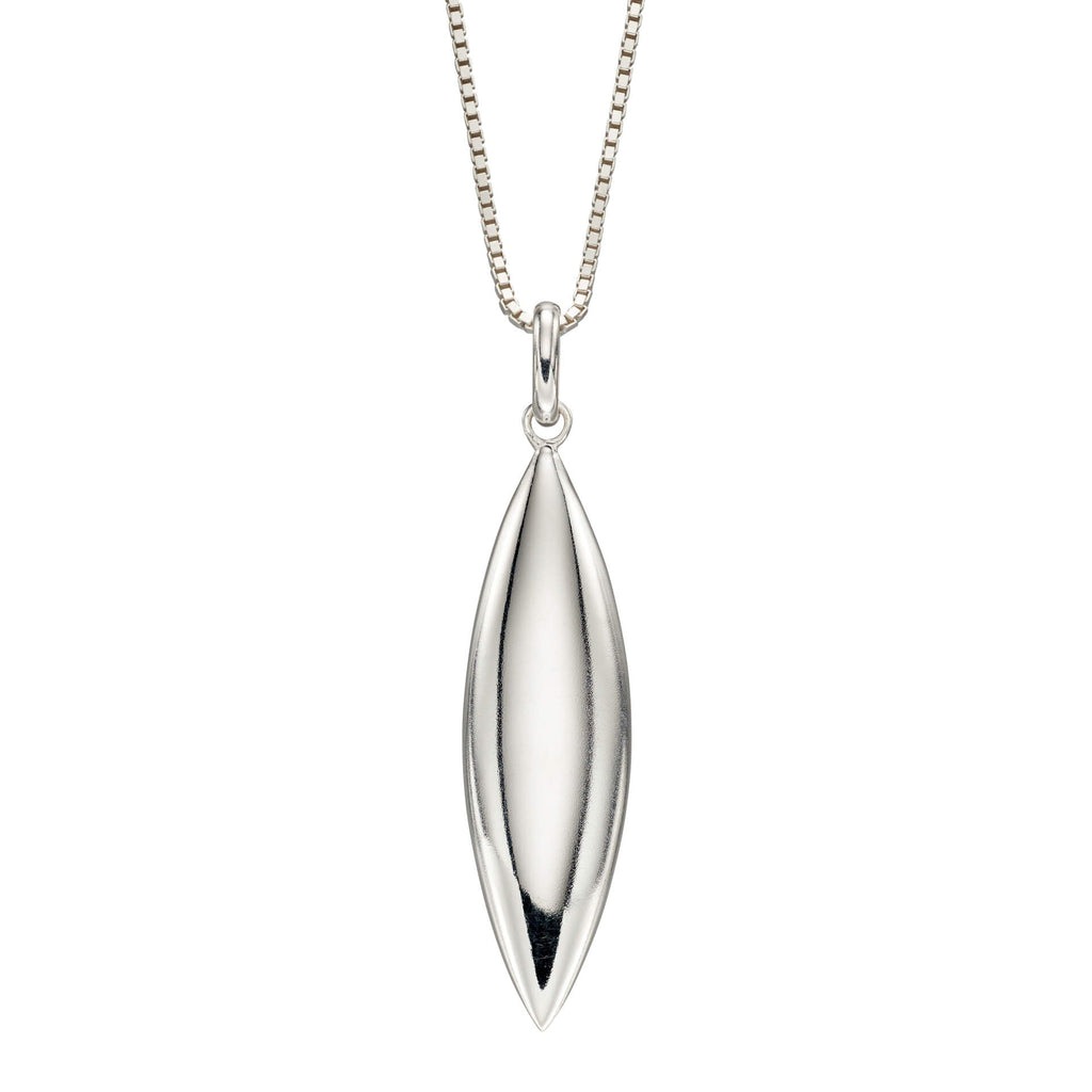 Gecko Jewellery Sterling Silver Navette Shaped Organic Drop Pendant