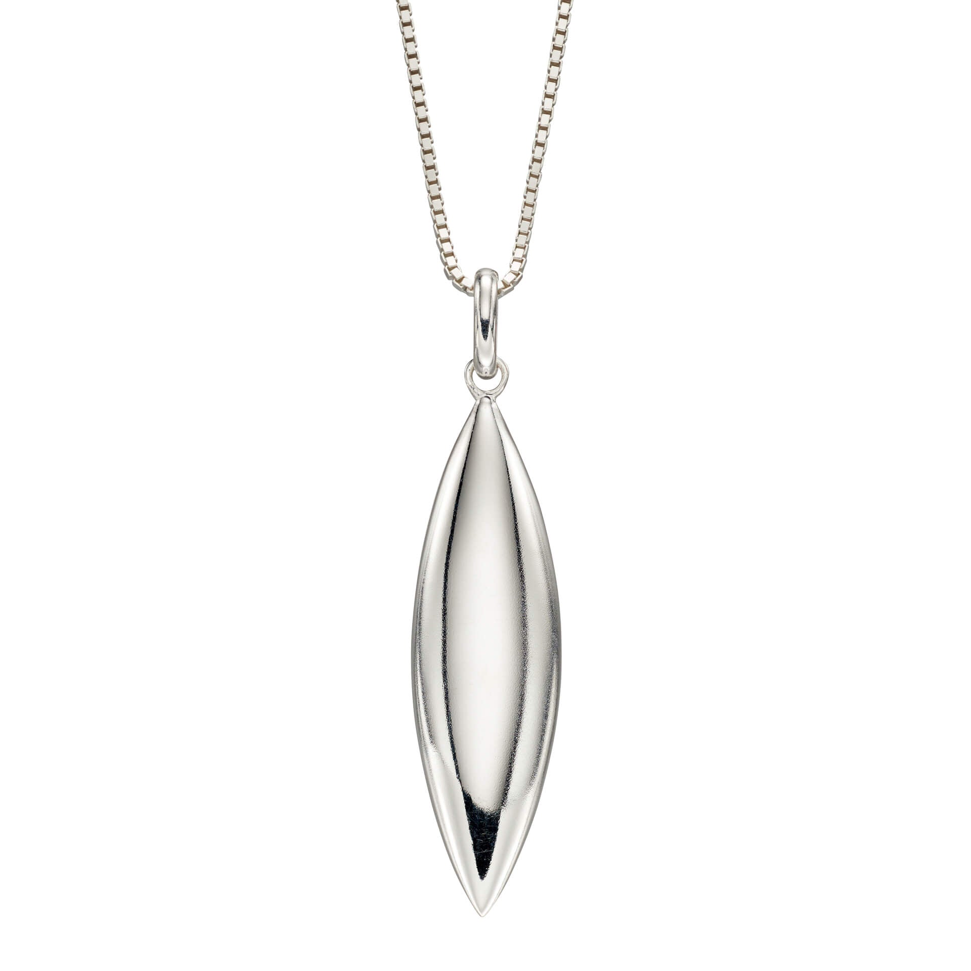 Gecko Jewellery Sterling Silver Navette Shaped Organic Drop Pendant