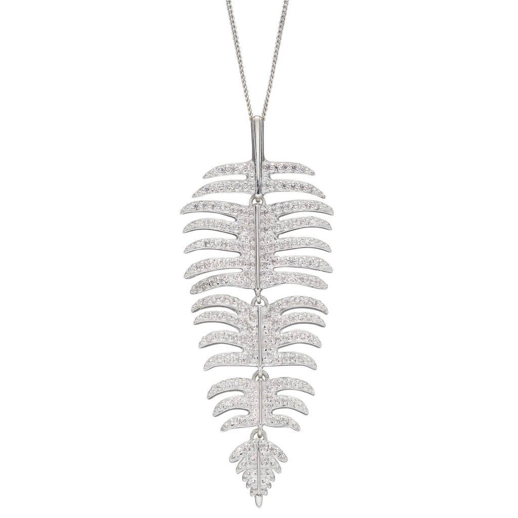 Gecko Jewellery Sterling Silver Palm Leaf Pendant - Tropical Style