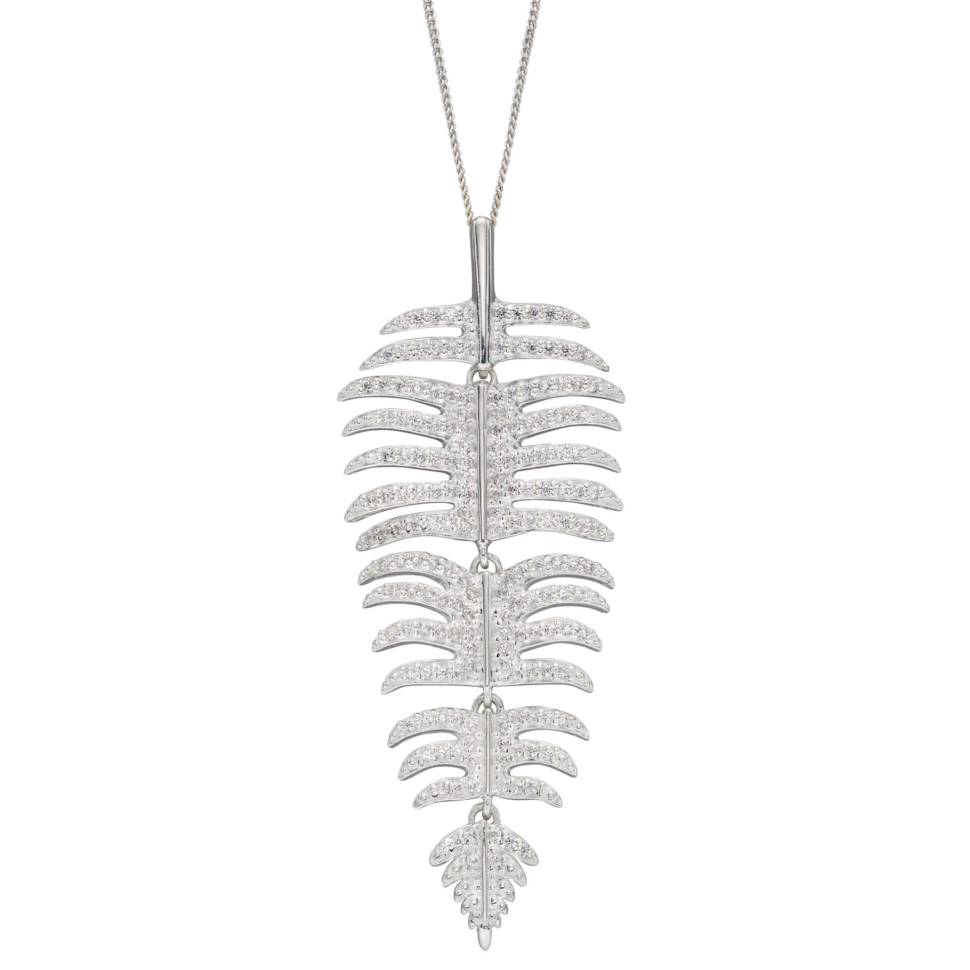 Gecko Jewellery Sterling Silver Palm Leaf Pendant - Tropical Style