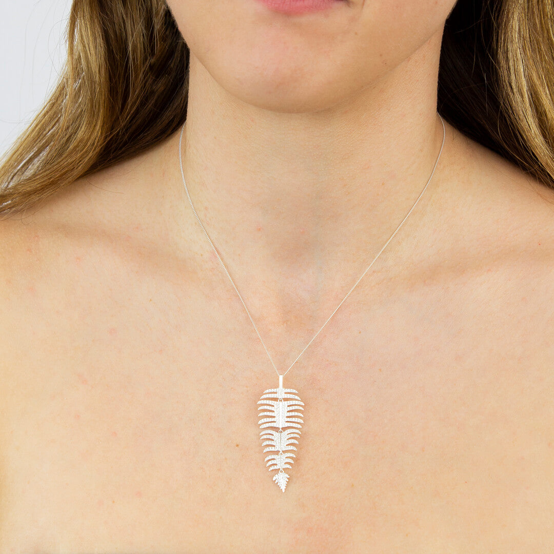 Gecko Jewellery Sterling Silver Palm Leaf Pendant - Tropical Style