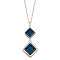 Gecko Jewellery Sterling Silver Double Square Crystal Drop Pendant