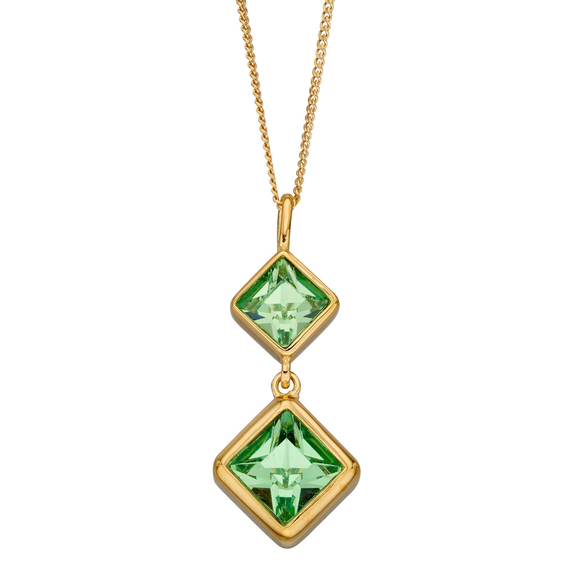 Gecko Jewellery Sterling Silver Double Square Crystal Drop Pendant