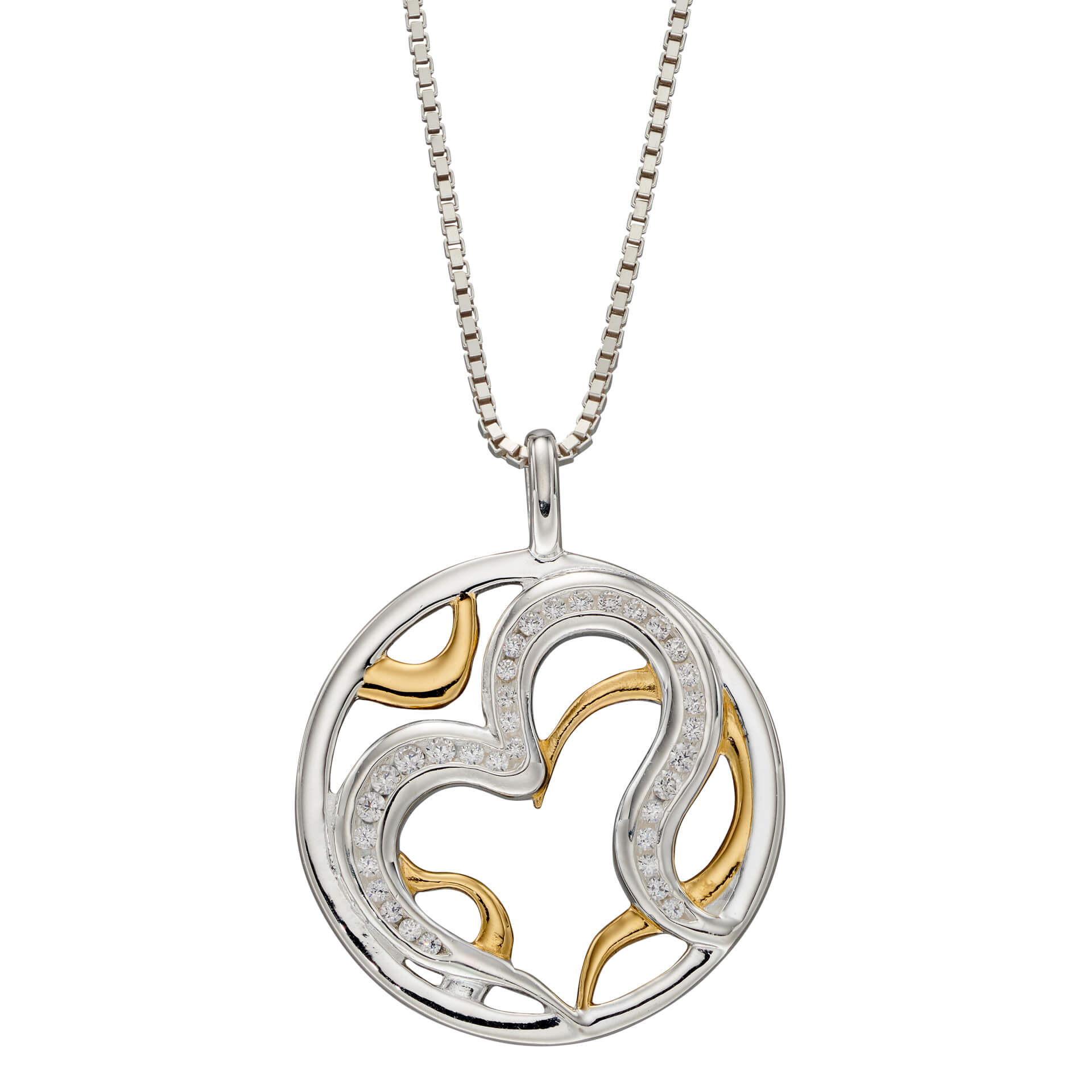 Gecko Jewellery Organic Heart Pendant – Yellow Gold & Cubic Zirconia