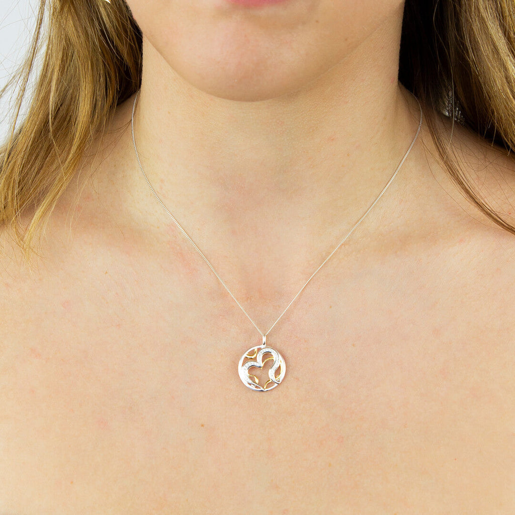 Gecko Jewellery Organic Heart Pendant – Yellow Gold & Cubic Zirconia