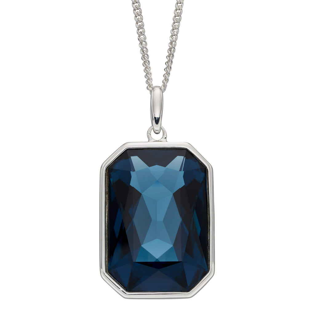 Gecko Jewellery Elongated Octagon Crystal Pendant in Sterling Silver