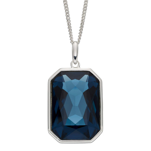 Gecko Jewellery Elongated Octagon Crystal Pendant in Sterling Silver
