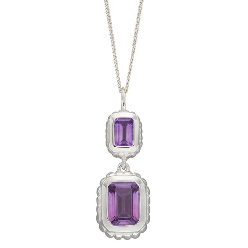 Gecko Jewellery Sterling Silver Curve Surround Double Drop Pendant