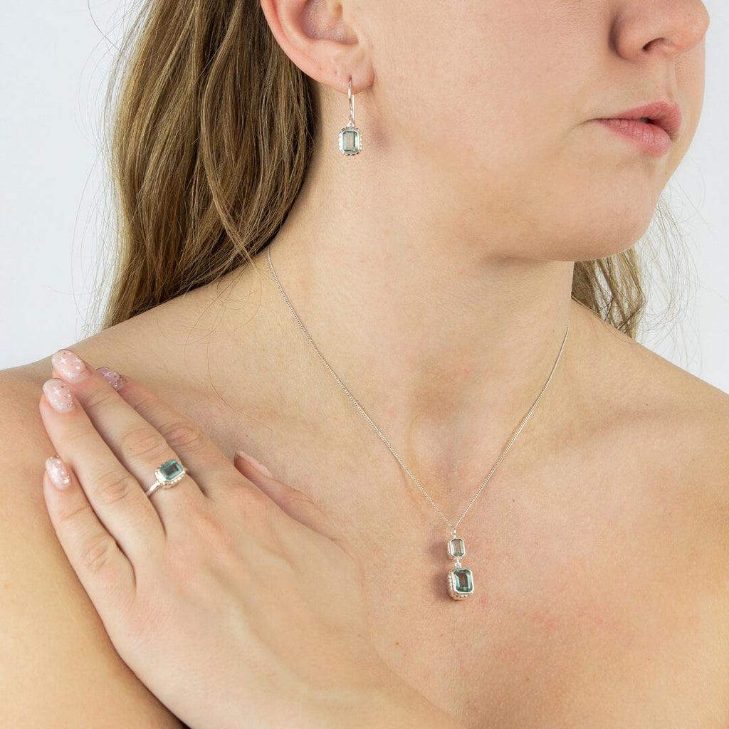 Gecko Jewellery Sterling Silver Curve Surround Double Drop Pendant