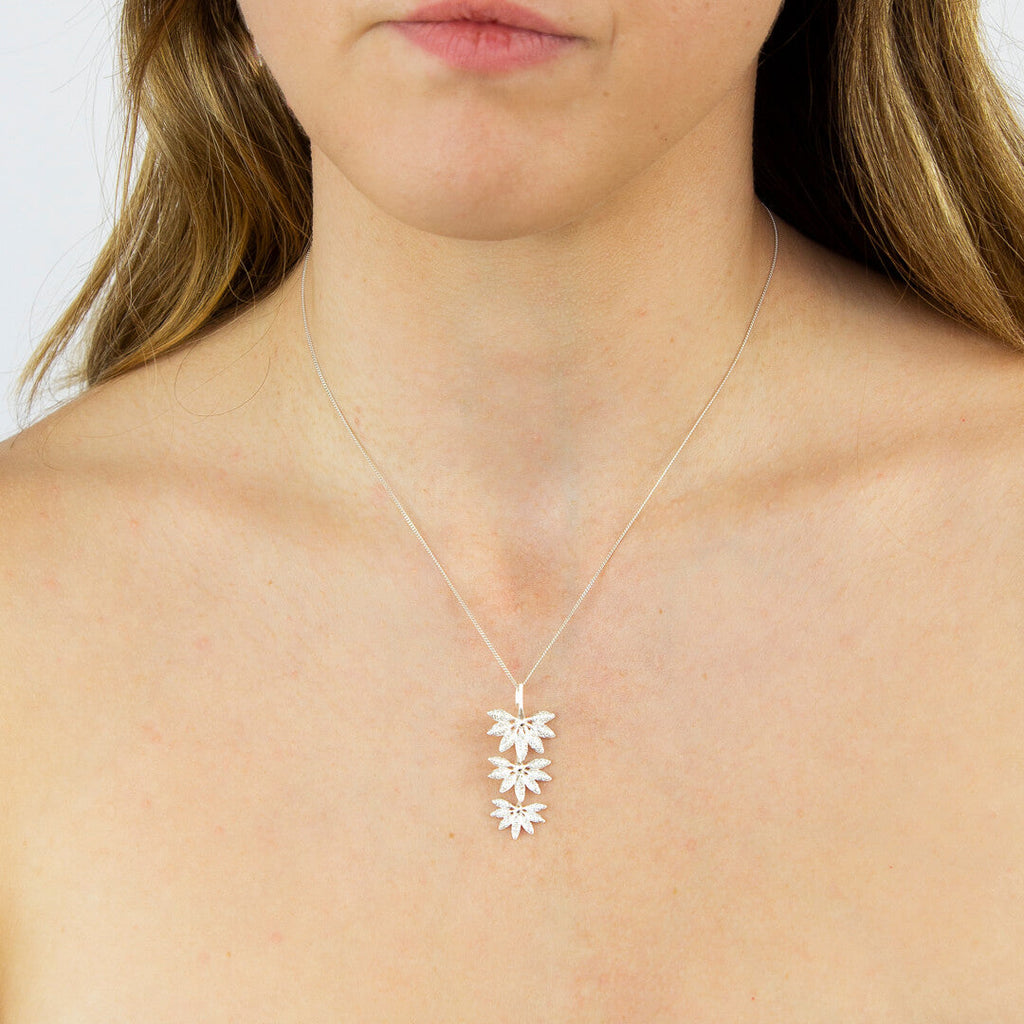 Gecko Jewellery Horsetail Plant Fossil Pendant in Sterling Silver