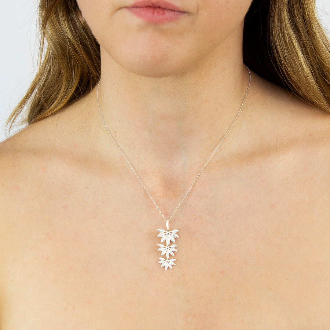 Gecko Jewellery Horsetail Plant Fossil Pendant in Sterling Silver