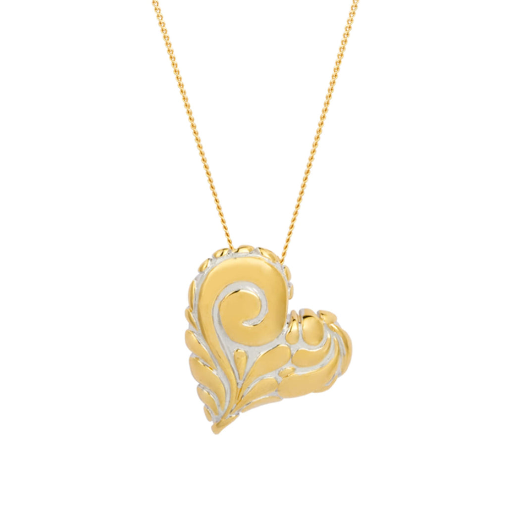 Gecko Jewellery Starry Night Heart Pendant in Gold Plated Silver