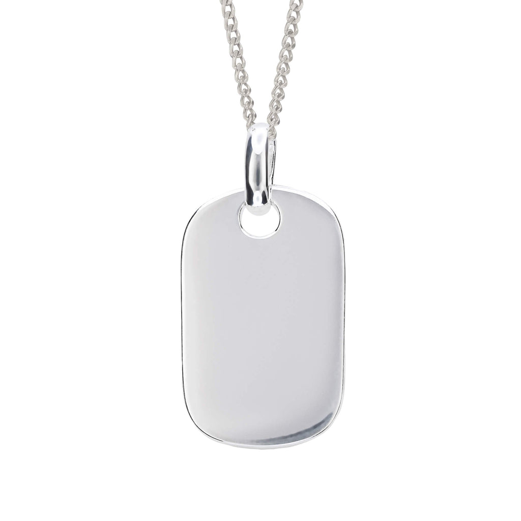 Gecko Jewellery Recycled Sterling Silver Rounded Rectangle Tag Pendant
