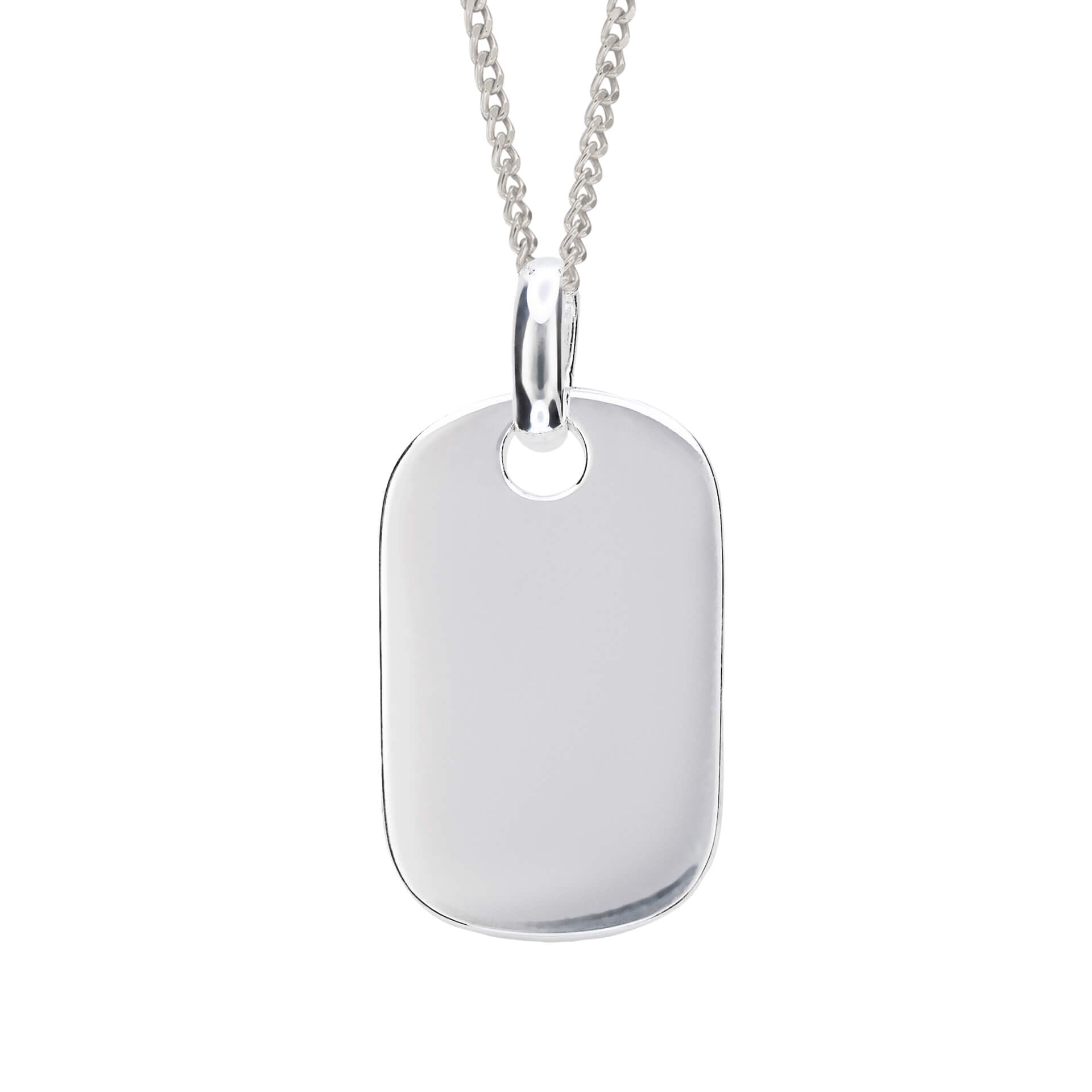 Gecko Jewellery Recycled Sterling Silver Rounded Rectangle Tag Pendant