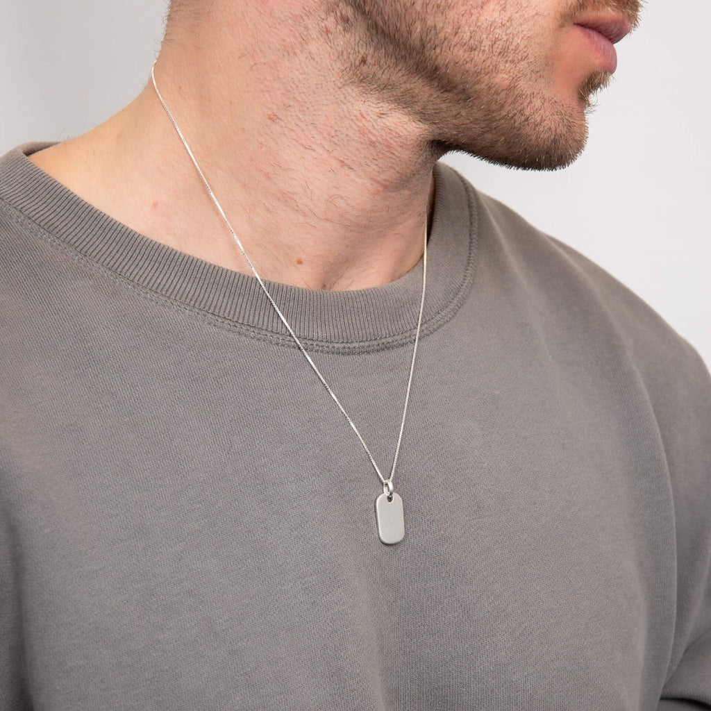Gecko Jewellery Recycled Sterling Silver Rounded Rectangle Tag Pendant
