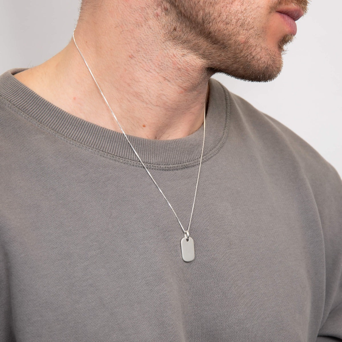 Gecko Jewellery Recycled Sterling Silver Rounded Rectangle Tag Pendant