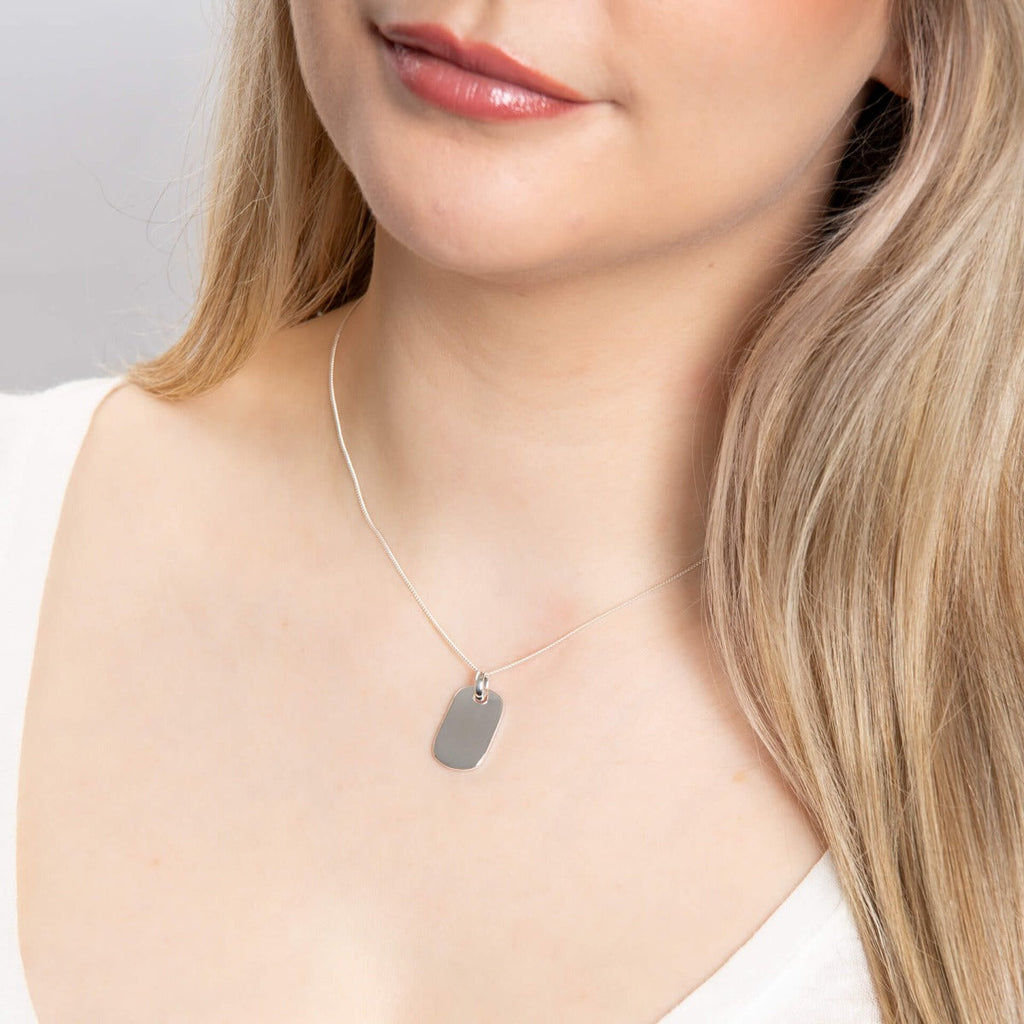 Gecko Jewellery Recycled Sterling Silver Rounded Rectangle Tag Pendant