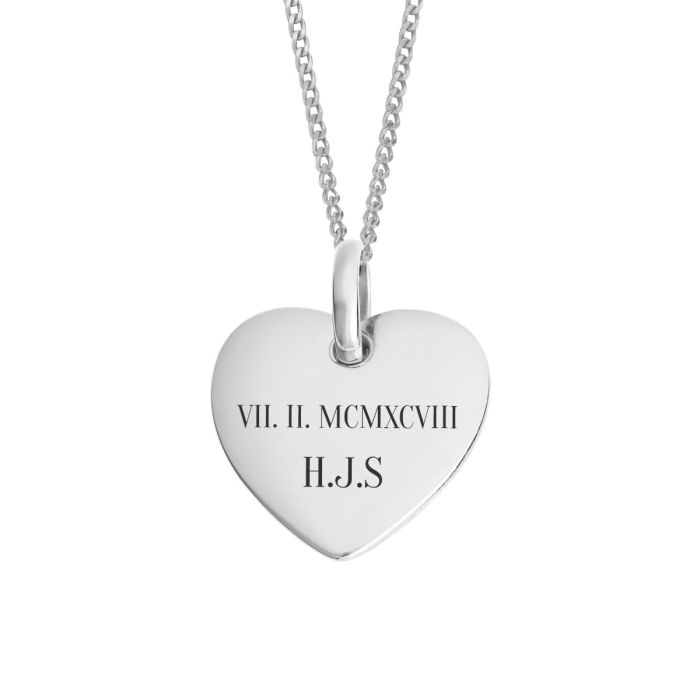 Gecko Jewellery Recycled Sterling Silver Heart Tag Pendant for Engraving