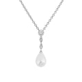 Gecko Jewellery Shell Pearl and Zirconia Drop Pendant – 45cm Chain