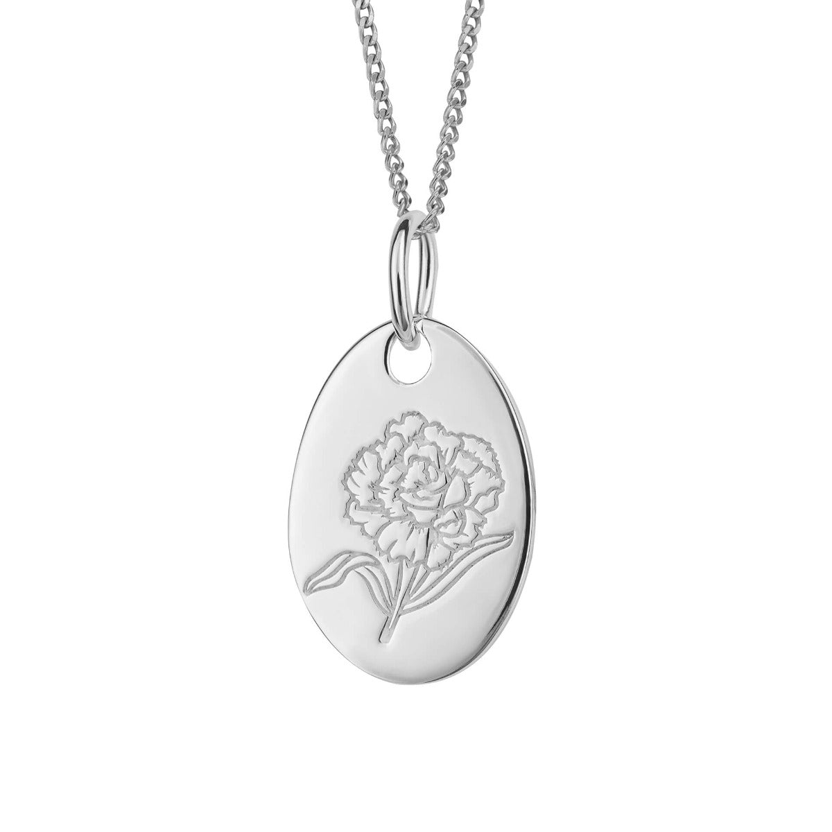 Gecko Jewellery Recycled Sterling Silver Engravable Birth Bloom Pendant