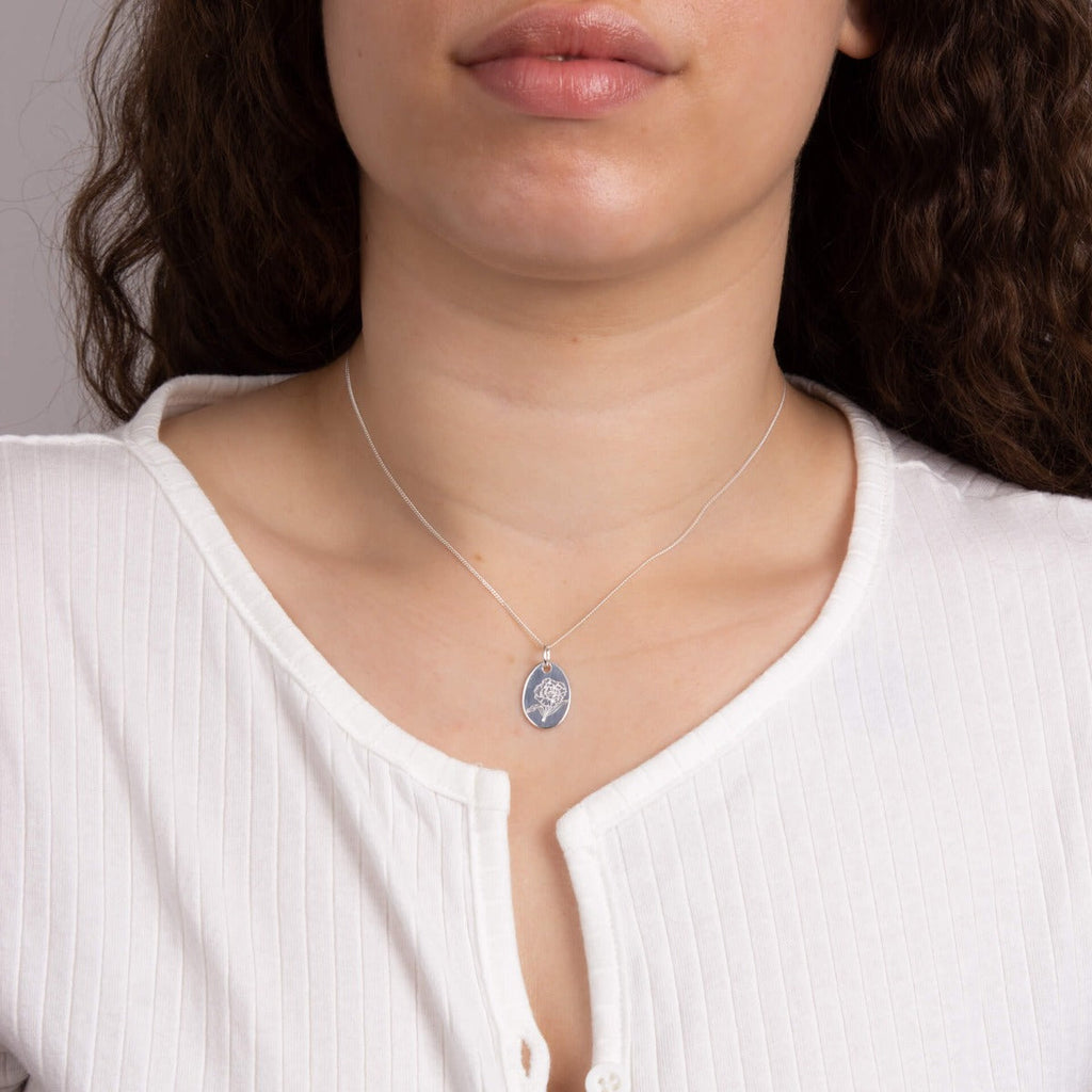 Gecko Jewellery Recycled Sterling Silver Engravable Birth Bloom Pendant