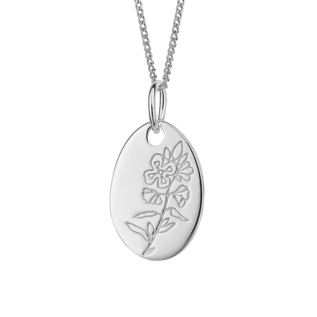 Gecko Jewellery Recycled Sterling Silver Engravable Birth Bloom Pendant