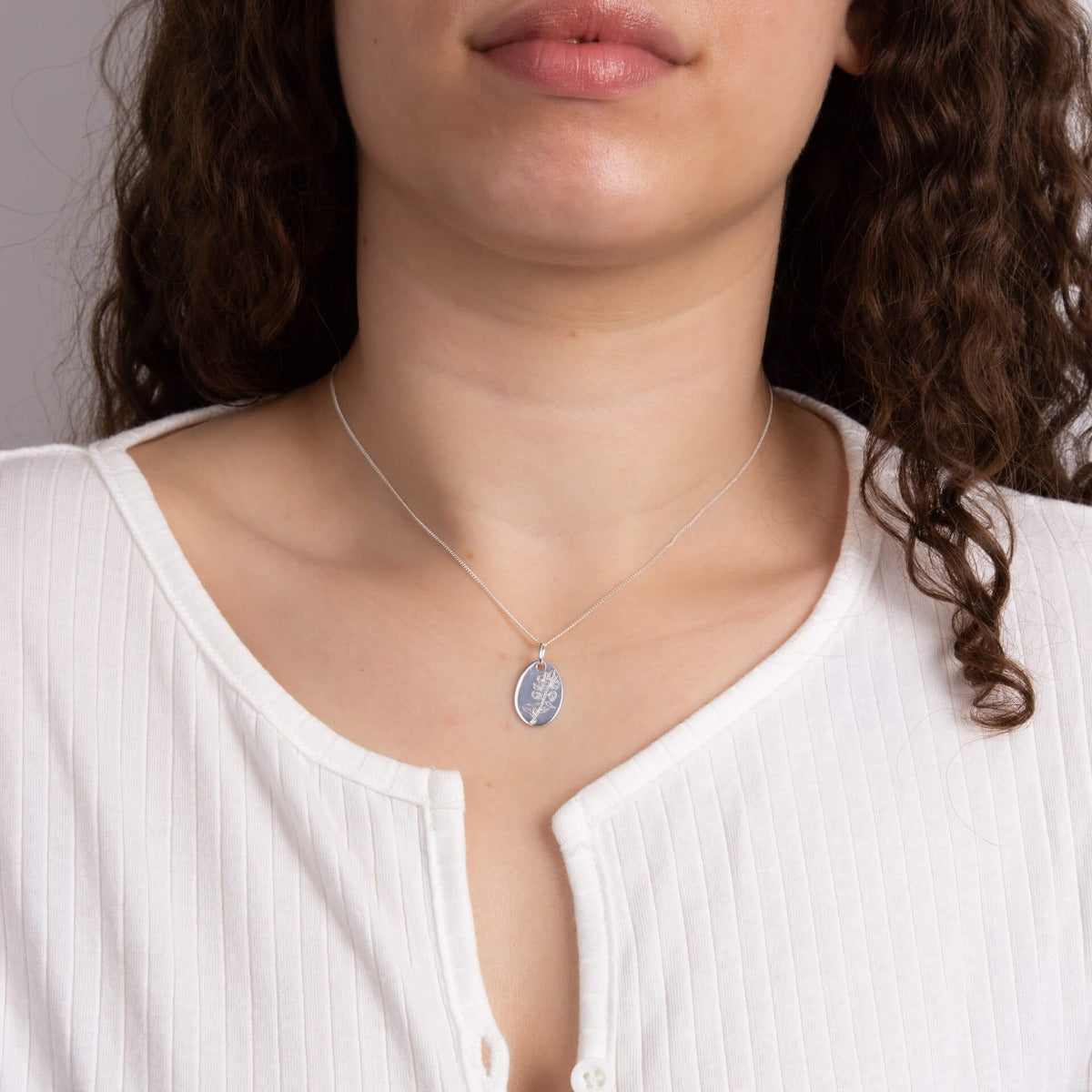 Gecko Jewellery Recycled Sterling Silver Engravable Birth Bloom Pendant