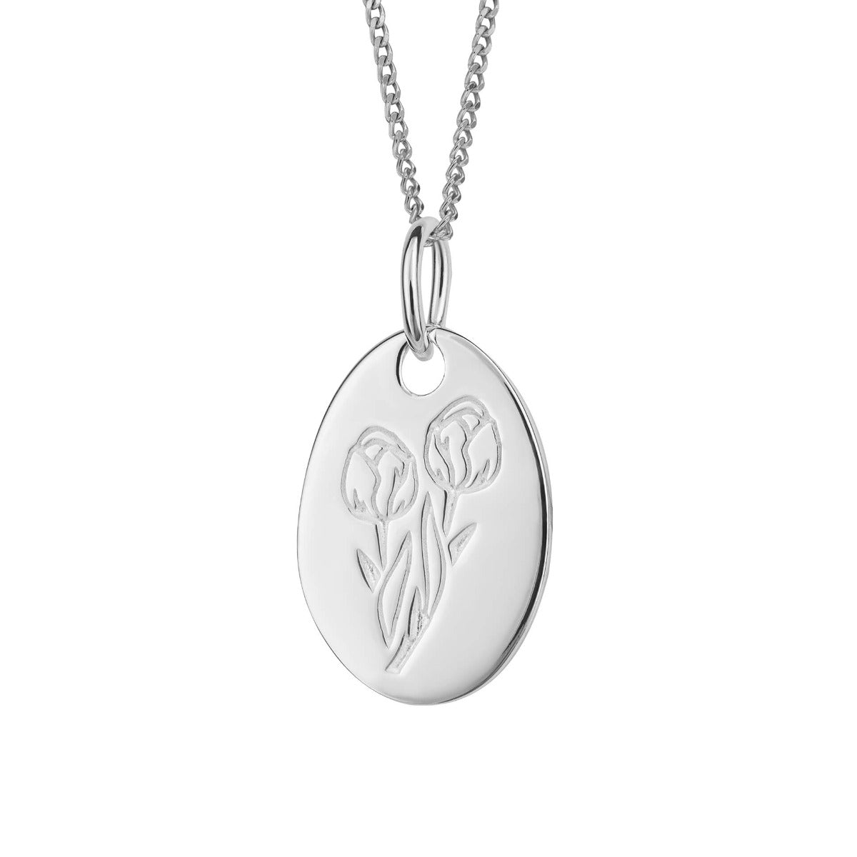 Gecko Jewellery Recycled Sterling Silver Engravable Birth Bloom Pendant