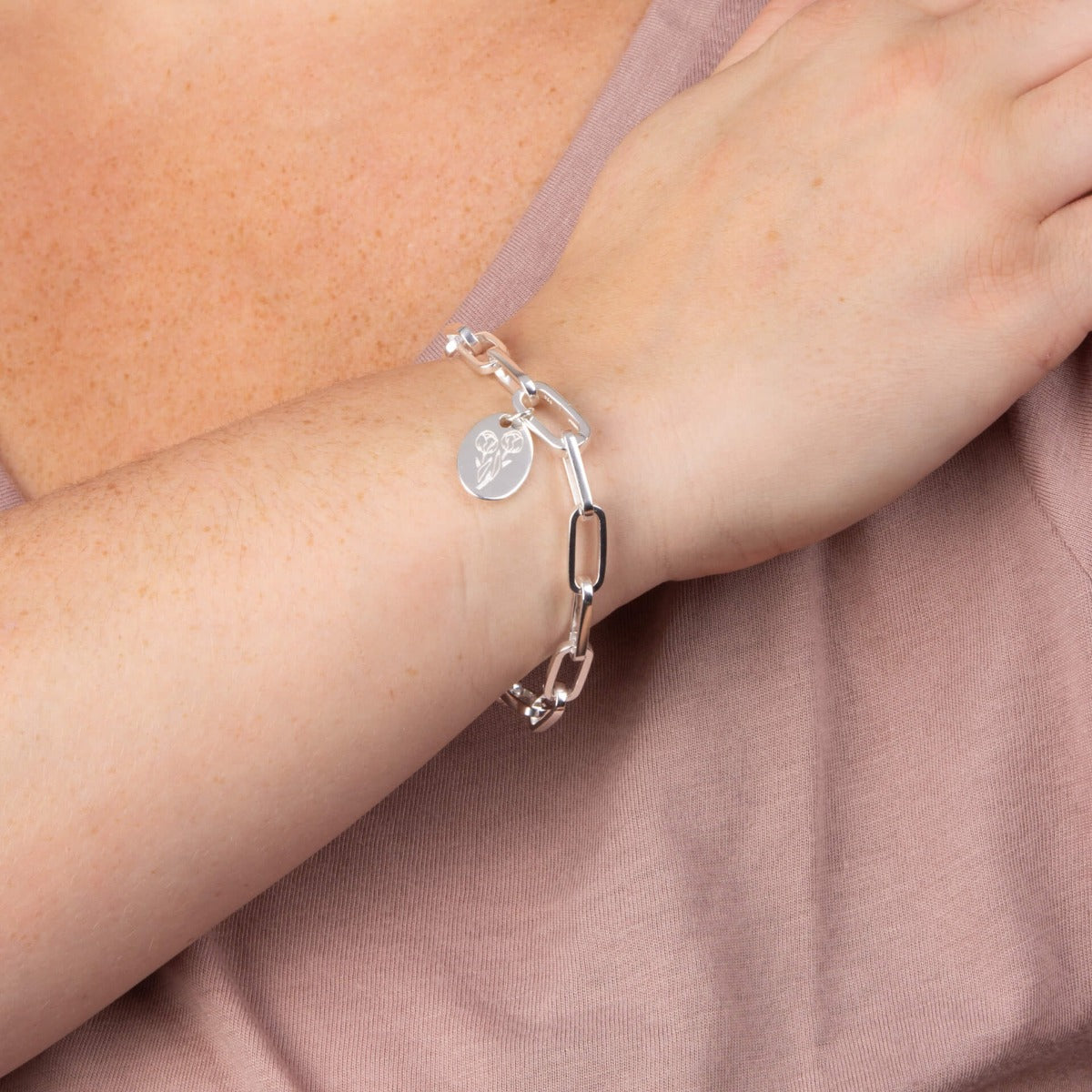 Gecko Jewellery Recycled Sterling Silver Engravable Birth Bloom Pendant