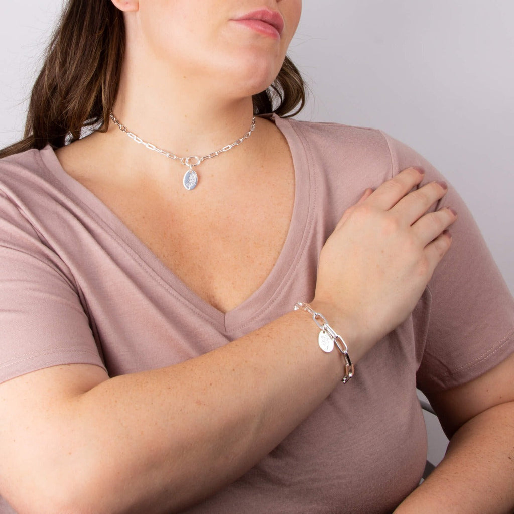 Gecko Jewellery Recycled Sterling Silver Open Link Charm Carrier Necklace