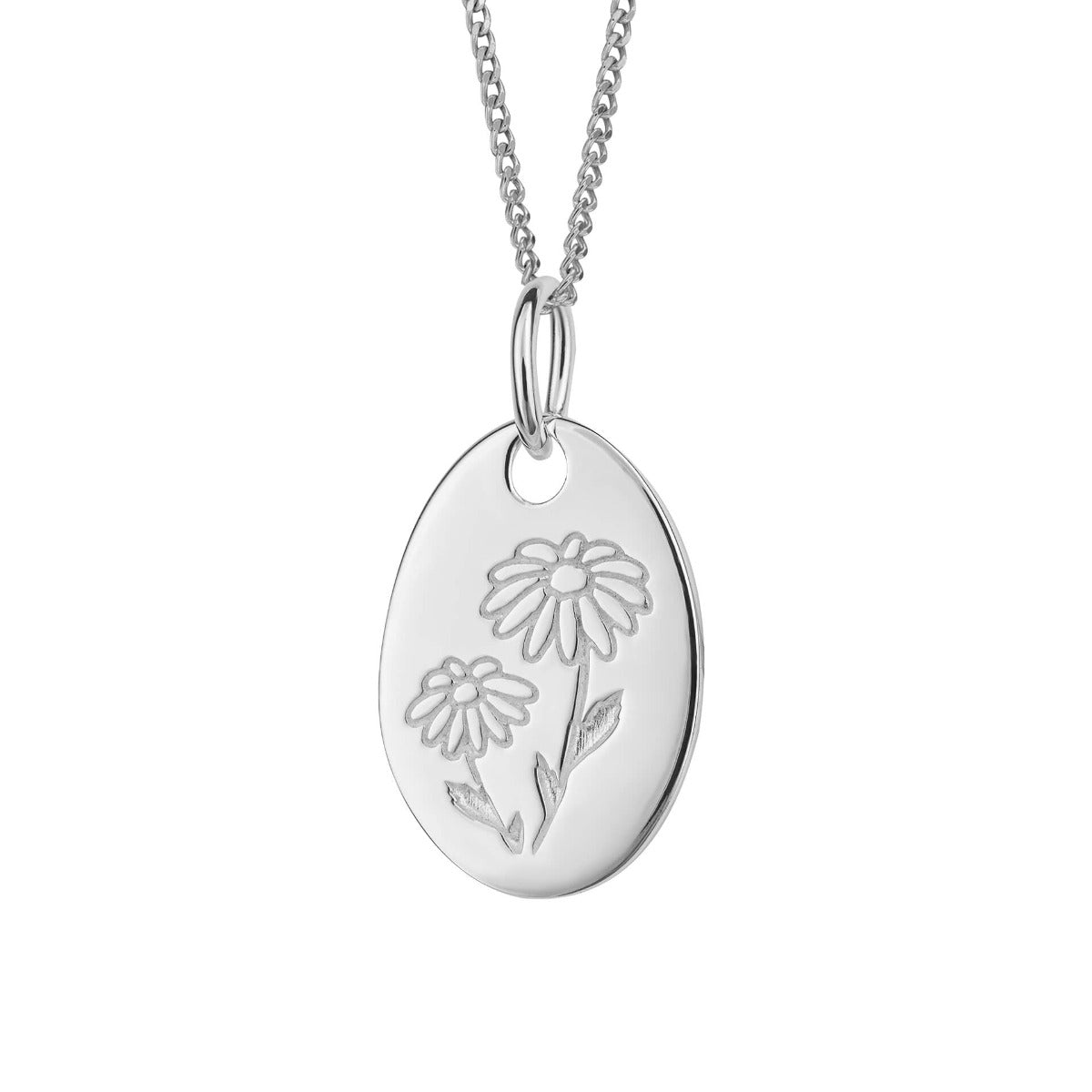 Gecko Jewellery Recycled Sterling Silver Engravable Birth Bloom Pendant