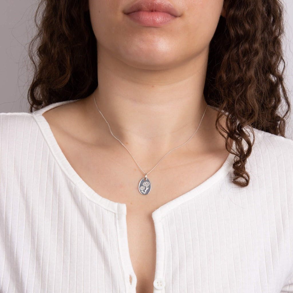 Gecko Jewellery Recycled Sterling Silver Engravable Birth Bloom Pendant
