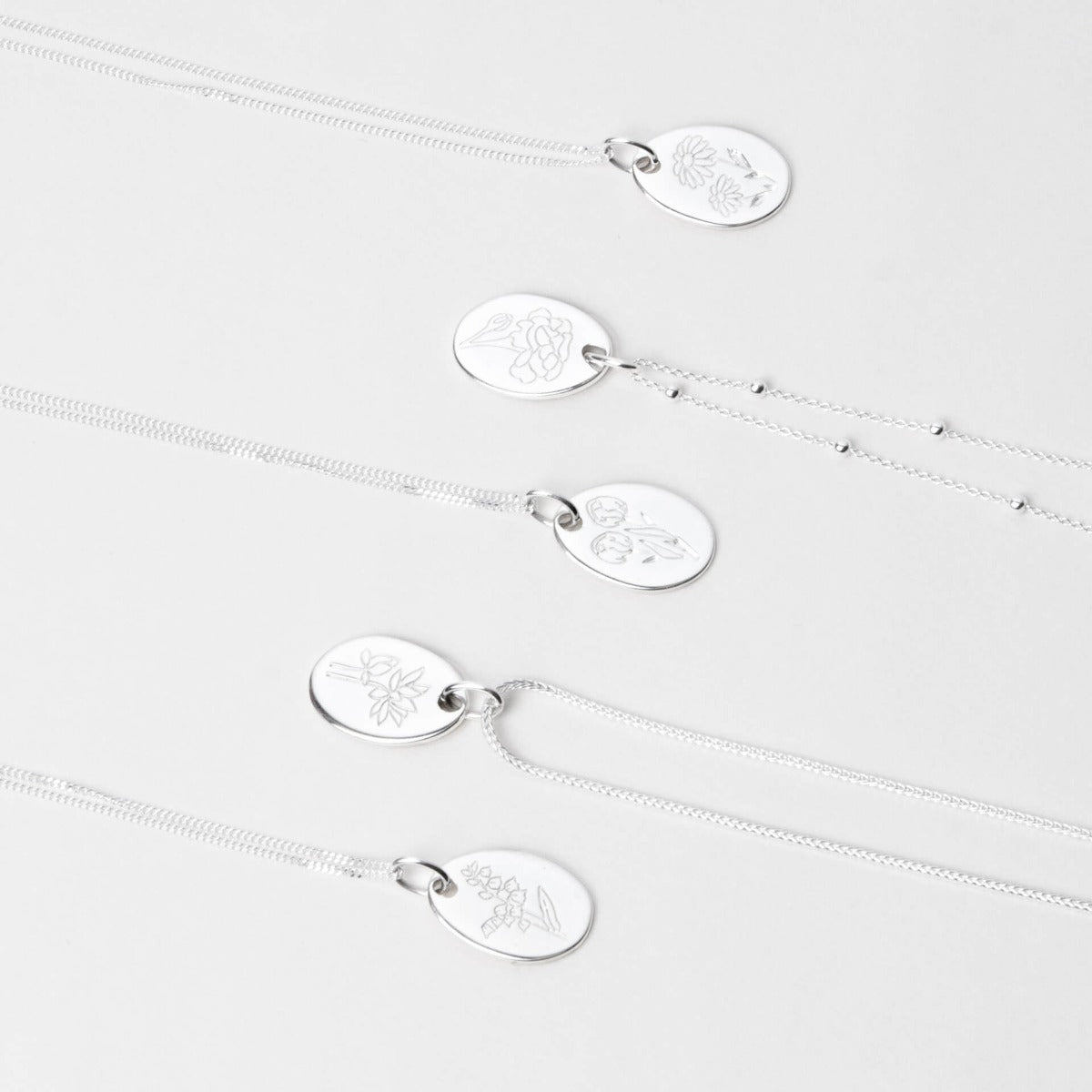 Gecko Jewellery Recycled Sterling Silver Engravable Birth Bloom Pendant
