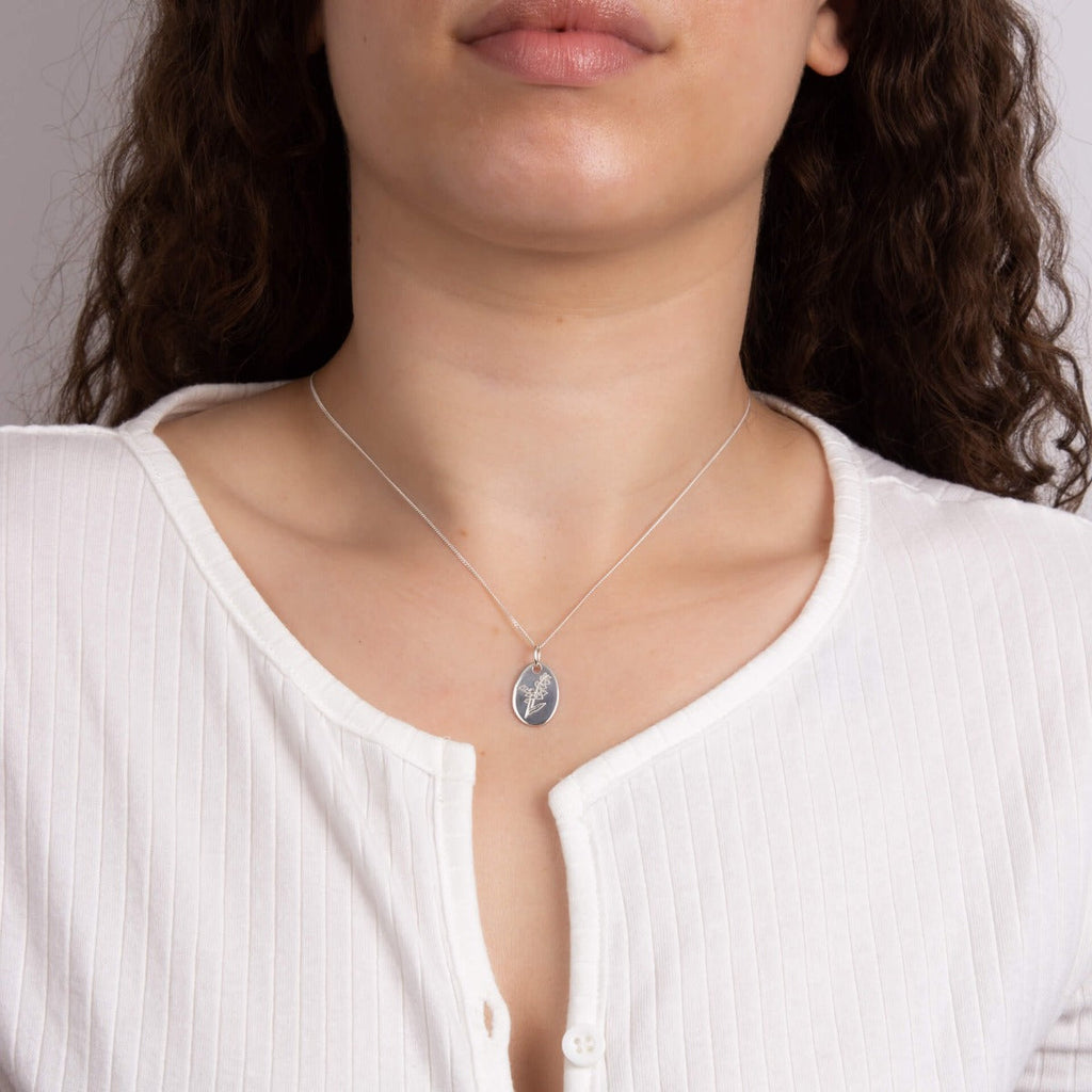Gecko Jewellery Recycled Sterling Silver Engravable Birth Bloom Pendant