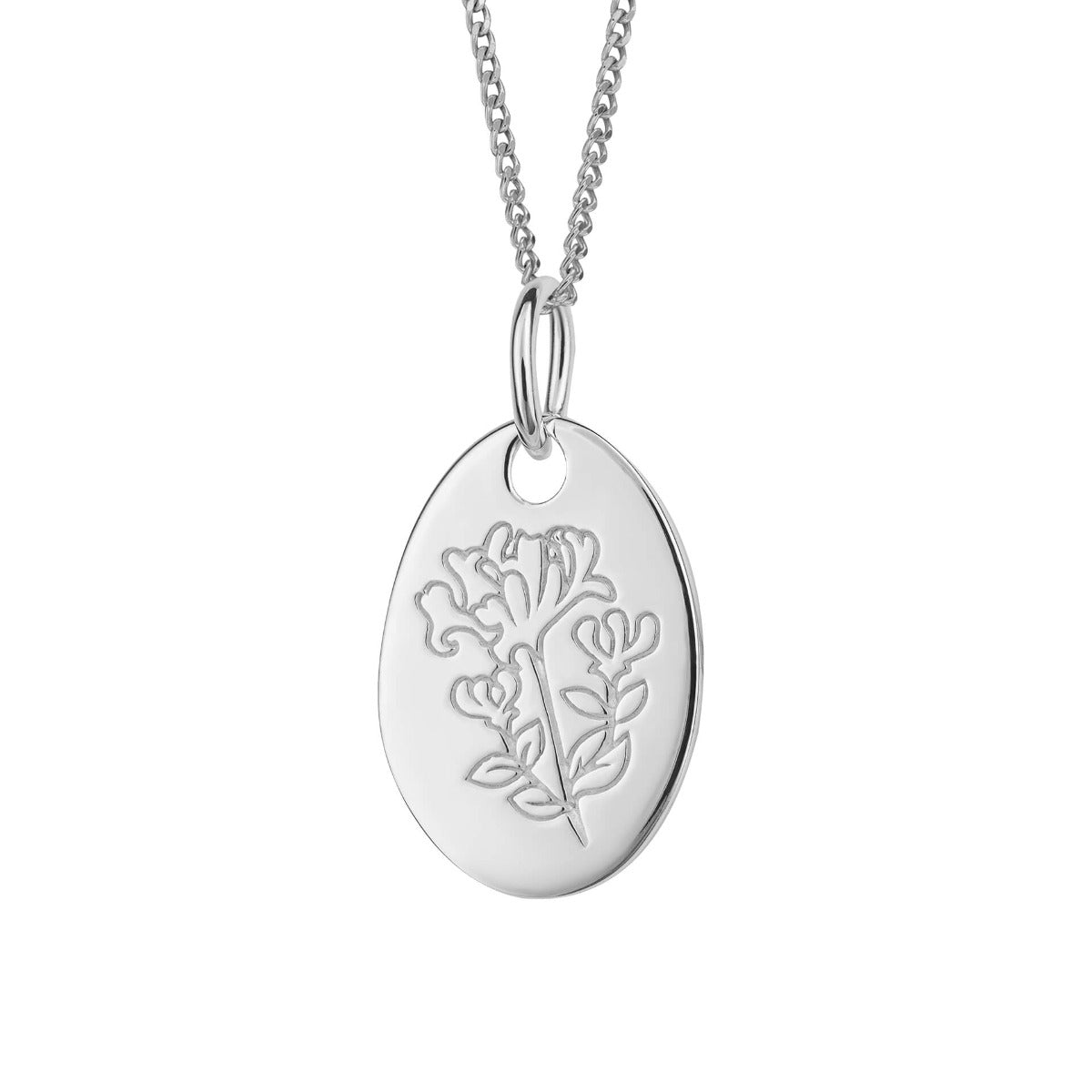 Gecko Jewellery Recycled Sterling Silver Engravable Birth Bloom Pendant