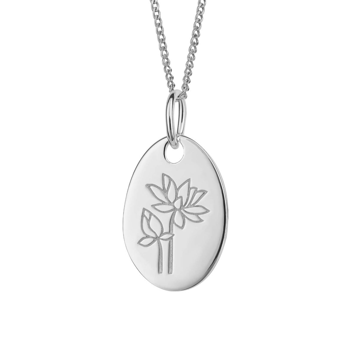 Gecko Jewellery Recycled Sterling Silver Engravable Birth Bloom Pendant