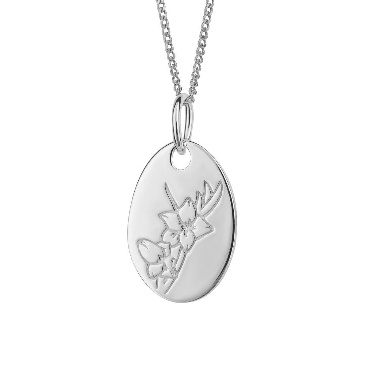 Gecko Jewellery Recycled Sterling Silver Engravable Birth Bloom Pendant