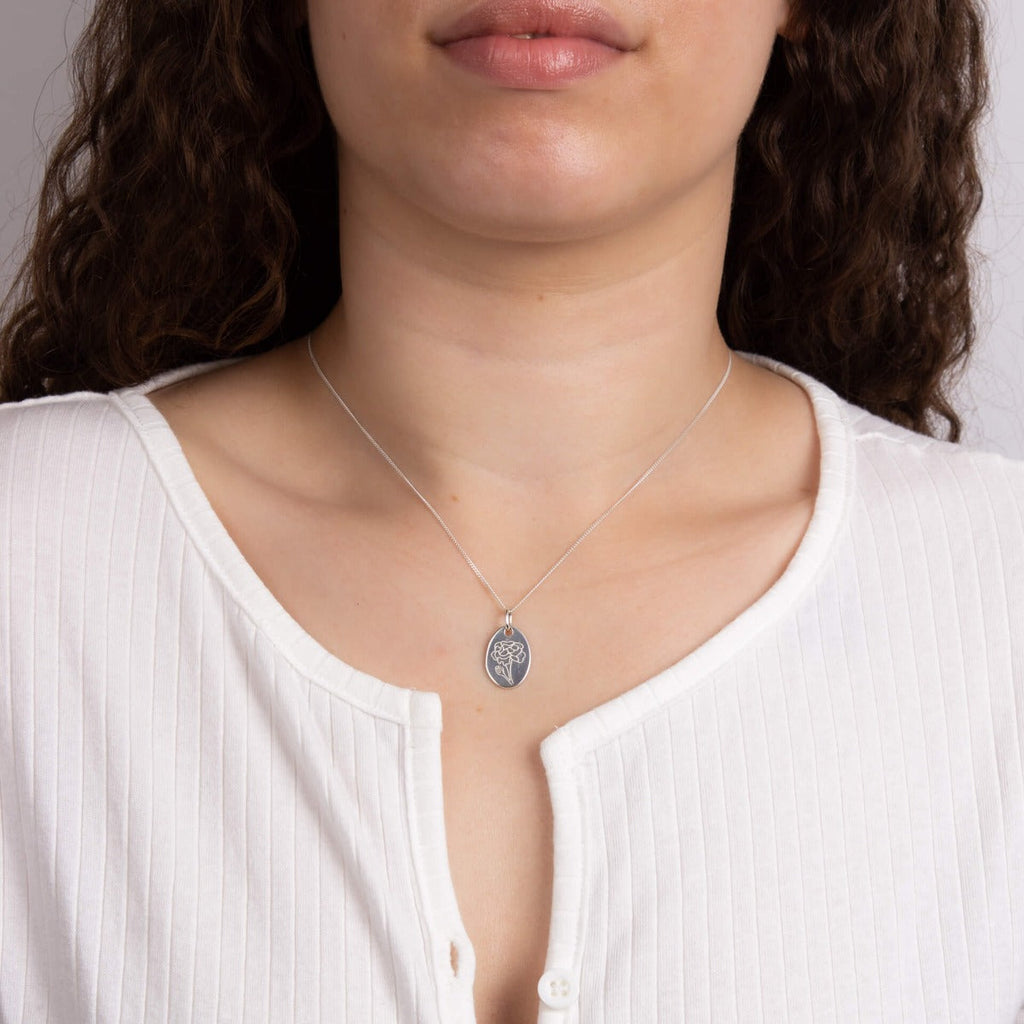 Gecko Jewellery Recycled Sterling Silver Engravable Birth Bloom Pendant