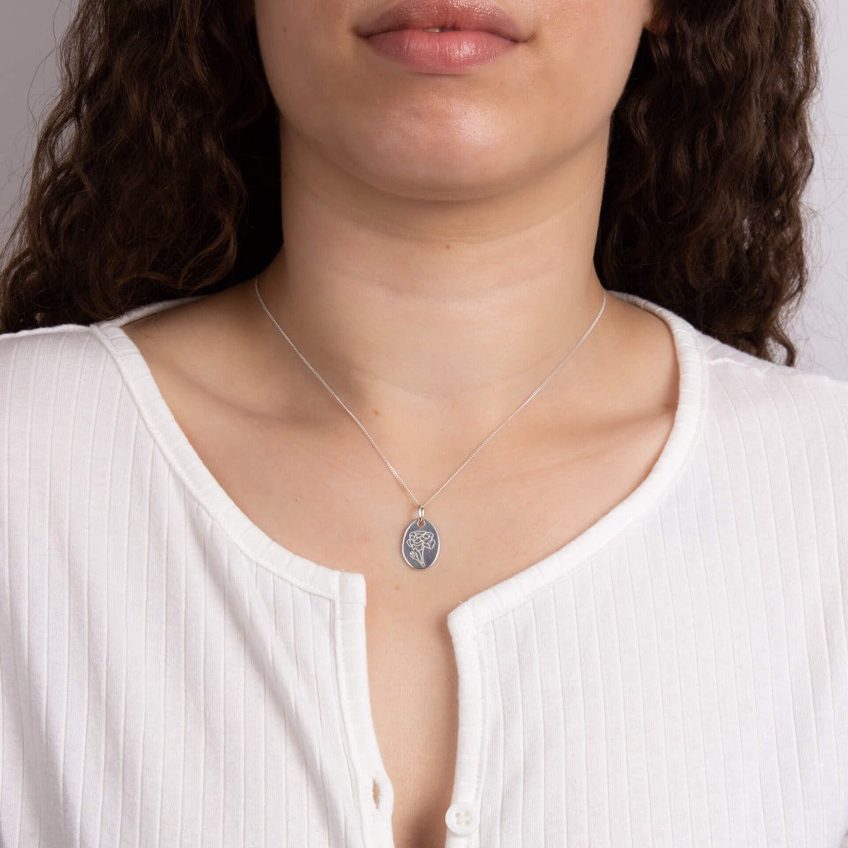 Gecko Jewellery Recycled Sterling Silver Engravable Birth Bloom Pendant
