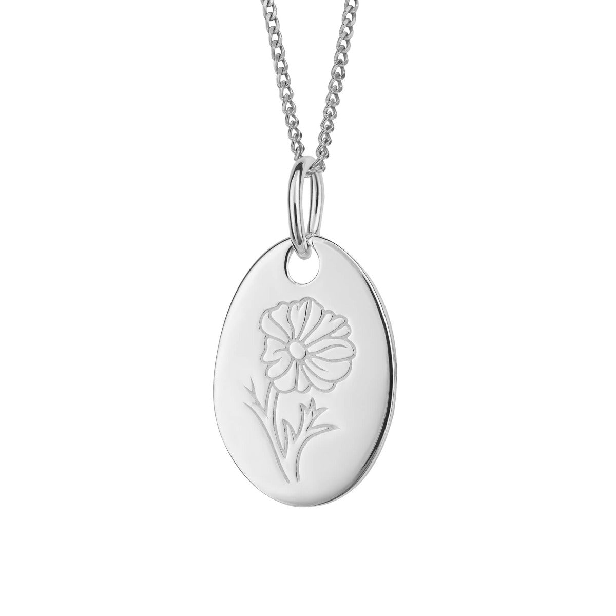 Gecko Jewellery Recycled Sterling Silver Engravable Birth Bloom Pendant
