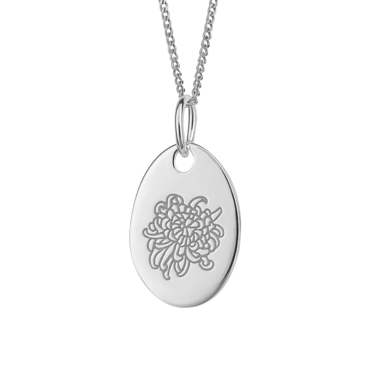 Gecko Jewellery Recycled Sterling Silver Engravable Birth Bloom Pendant