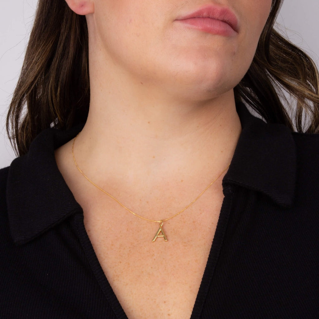 Initial Pendant – Recycled Sterling Silver Modern Tubular Charm