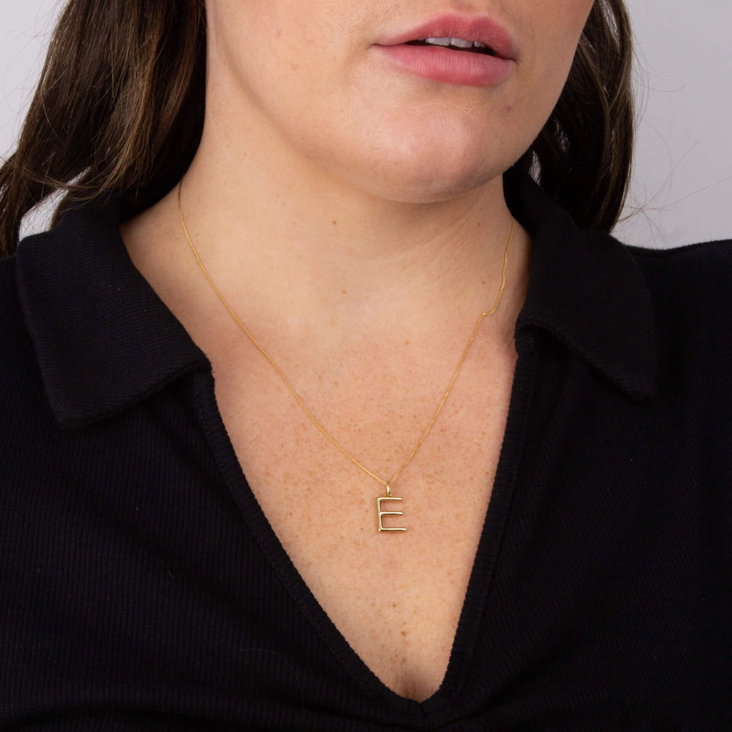 Initial Pendant – Recycled Sterling Silver Modern Tubular Charm