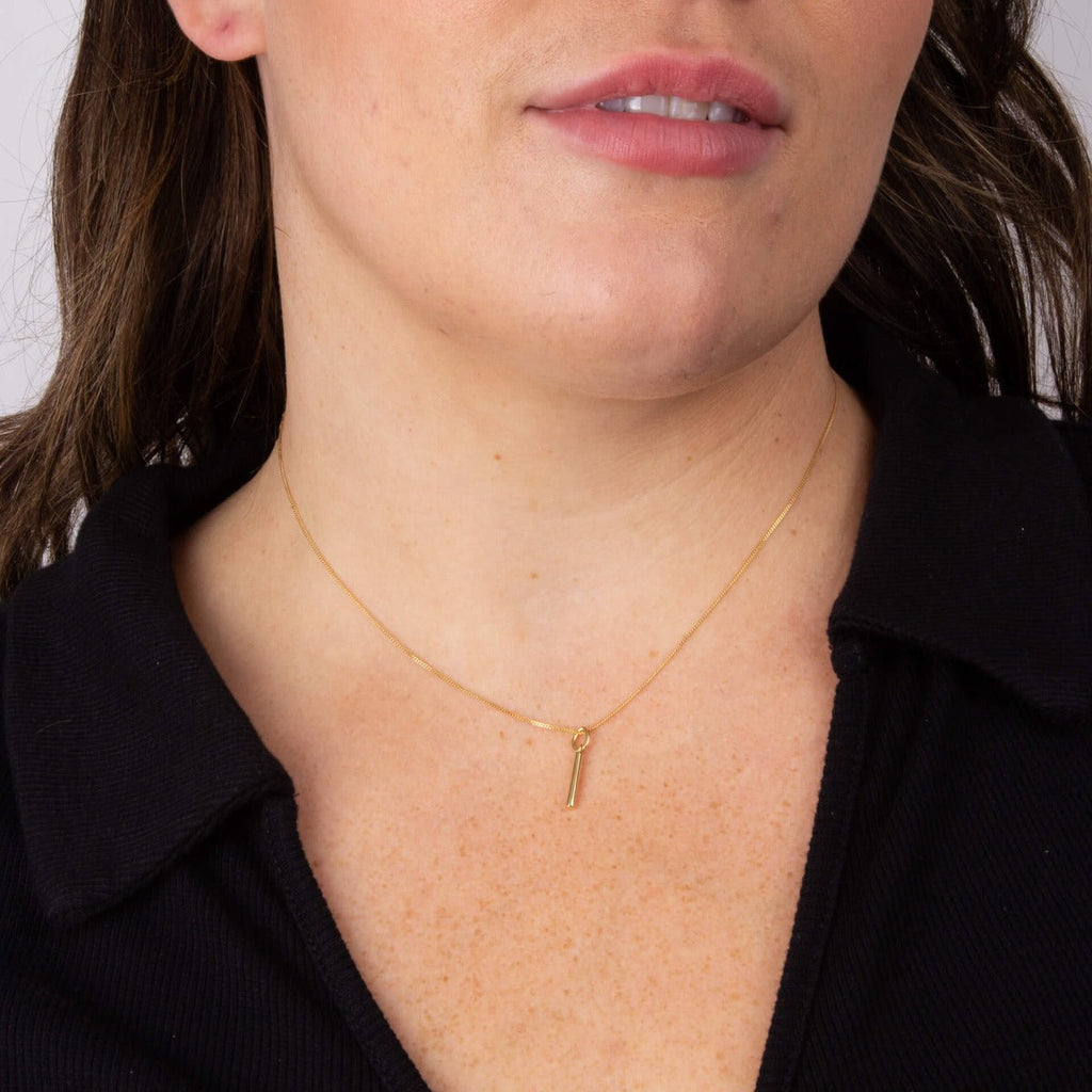Initial Pendant – Recycled Sterling Silver Modern Tubular Charm