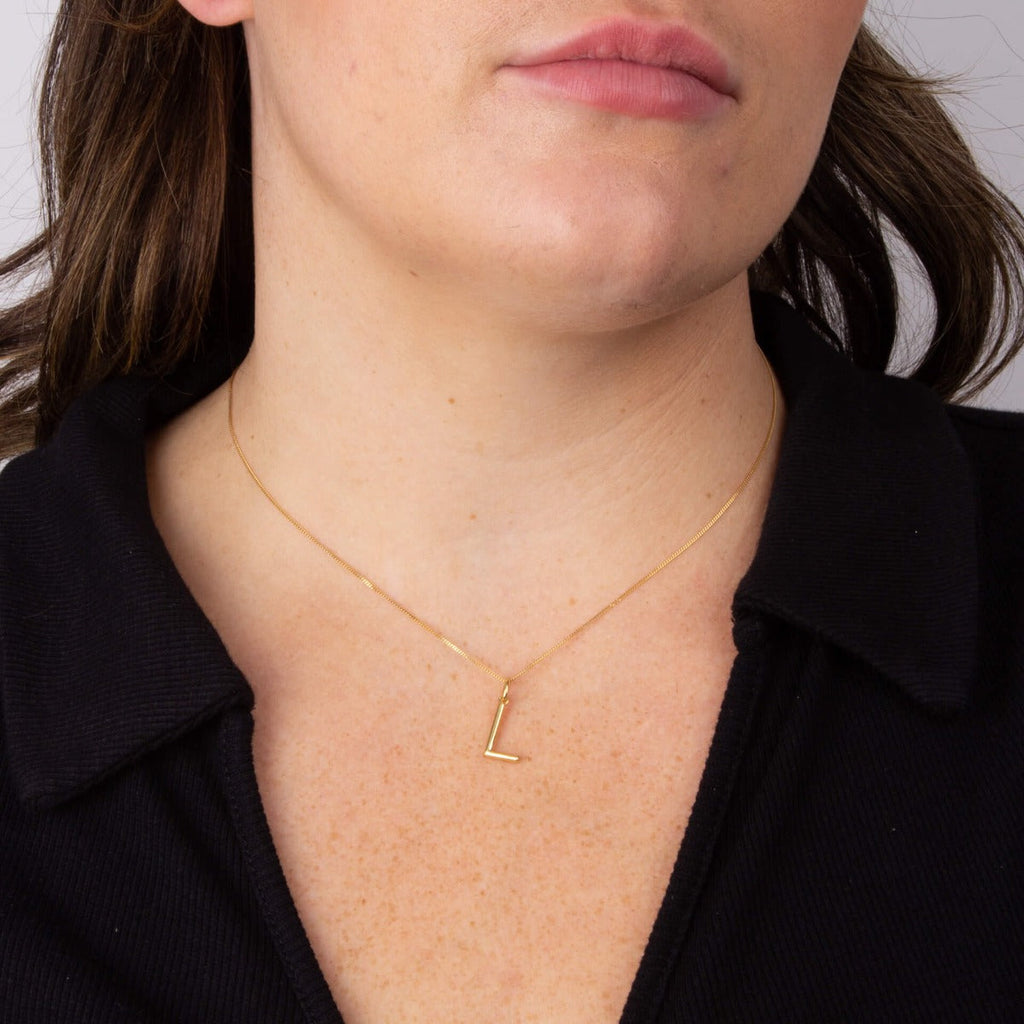 Initial Pendant – Recycled Sterling Silver Modern Tubular Charm